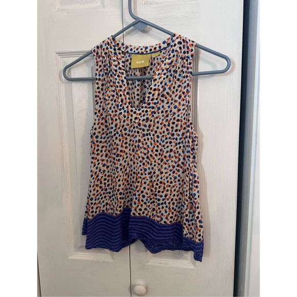 Maeve Anthropologie Women's Polka Dot Sleeveless Blouse  Multicolor Size 0 - Picture 1 of 8